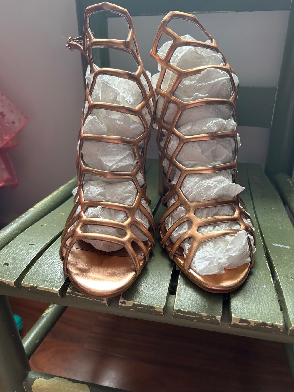Steve Madden Copper Cage Strappy High Heels